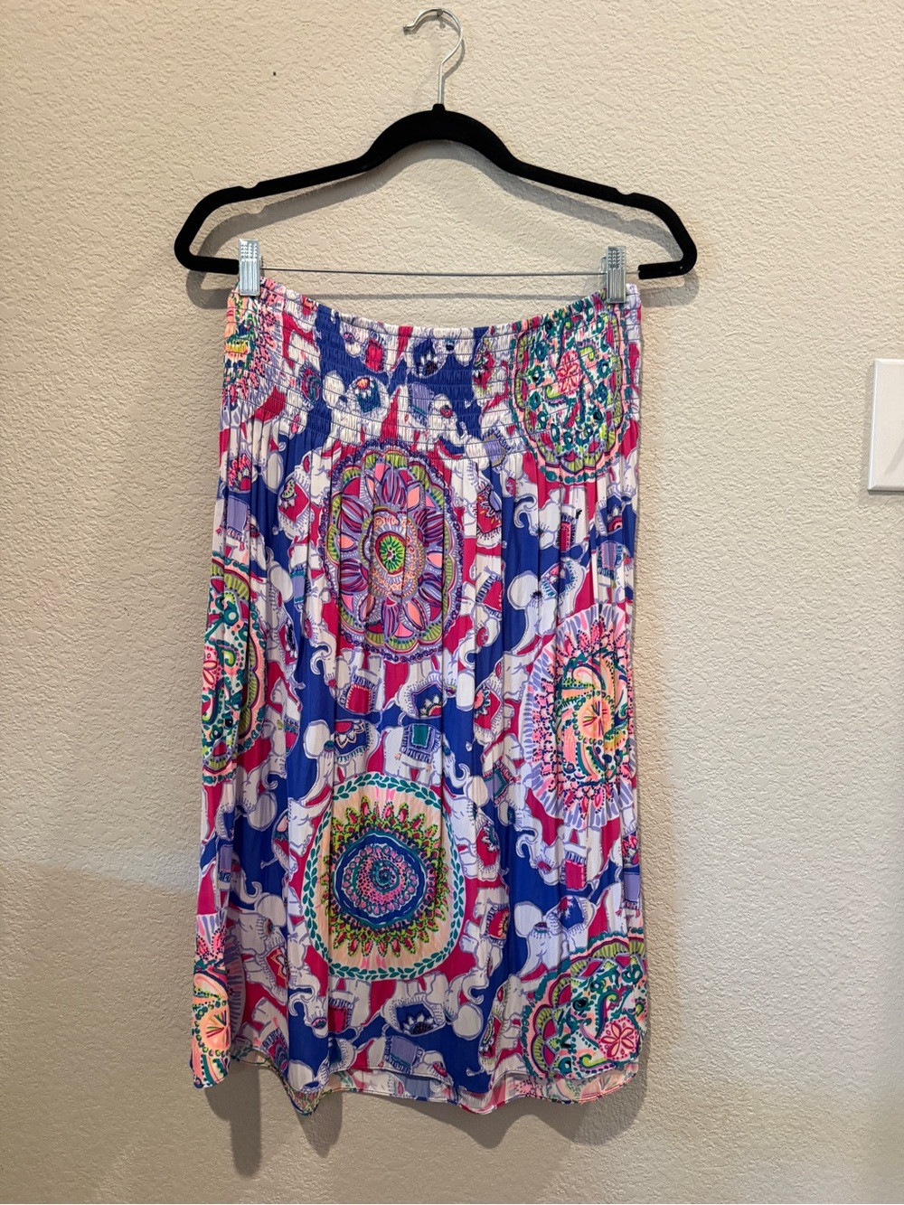 Lilly Pulitzer Blue and Pink Medallion Print Midi Skirt